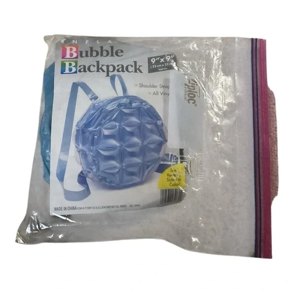 Vintage “Bubble Backpack” Inflatable Vinyl Bag 9″×9″ - Picture 2 of 3